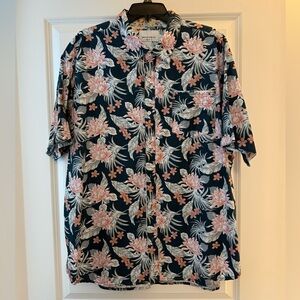 NWOT men’s Paper Denim & Cloth Navy Floral Shirt, size 2X